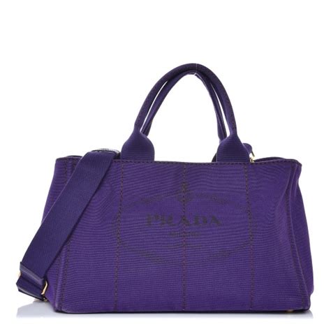 PRADA Canvas Canappa Logo Tote Viola 348713